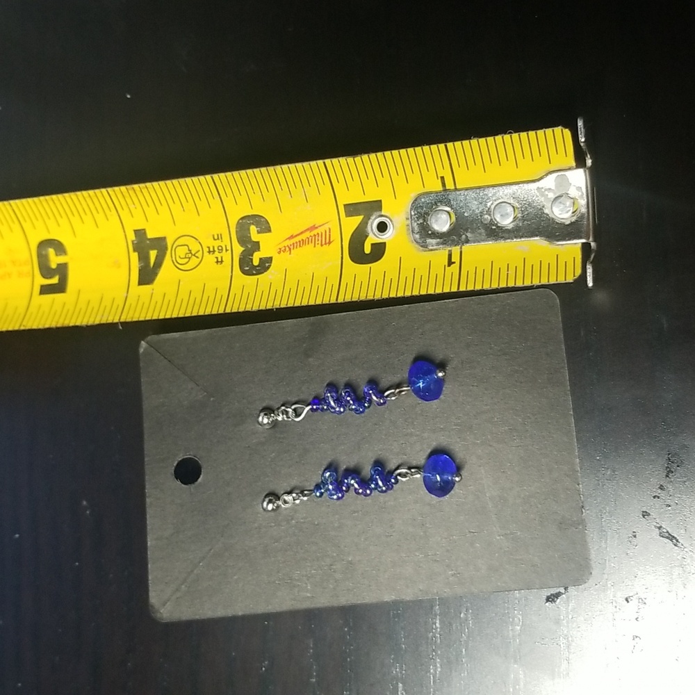 Twisted Blue Stud Earrings. - Picture 7 of 7